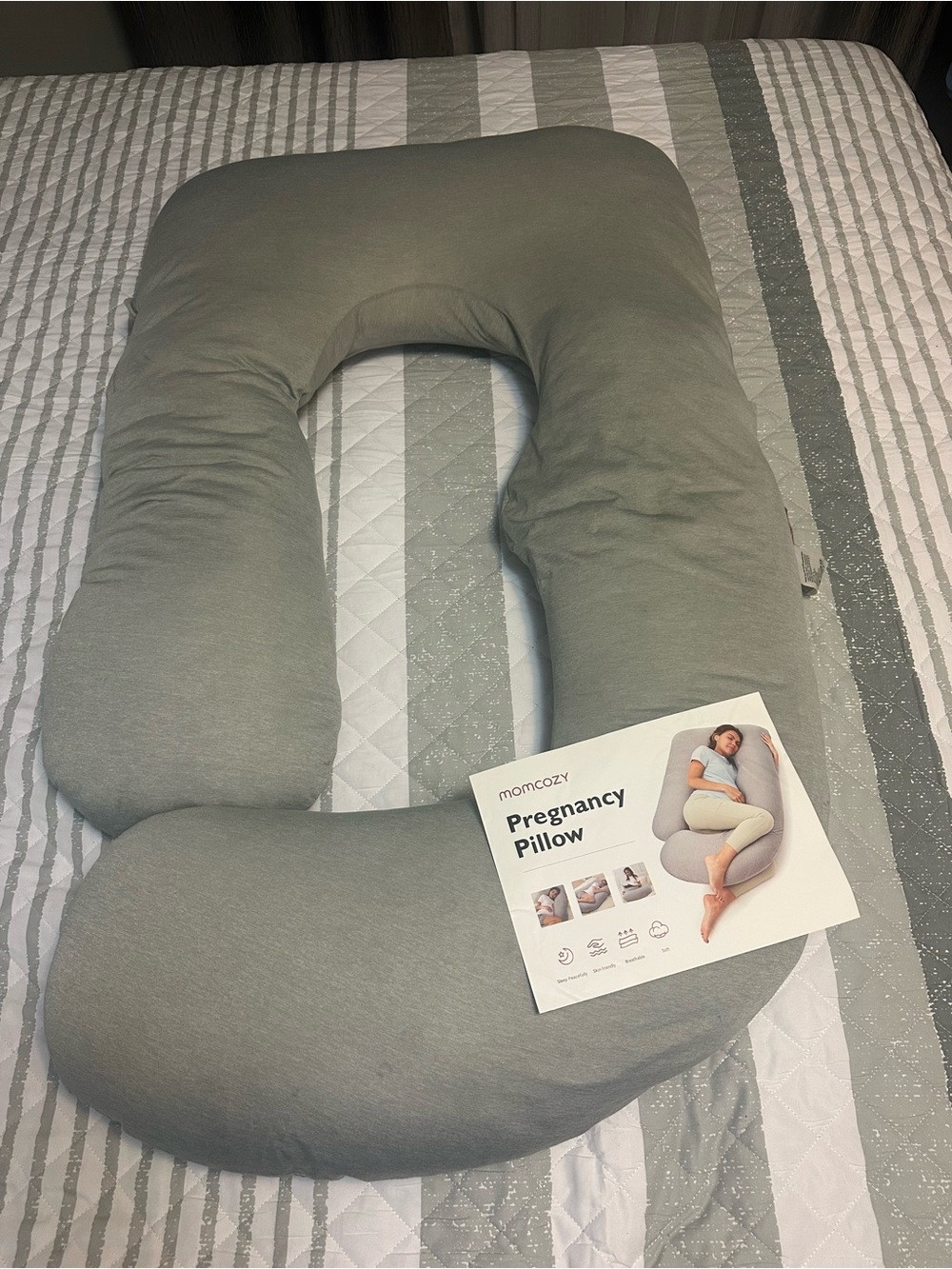 Gray Pregnancy Pillow - Full Body Support